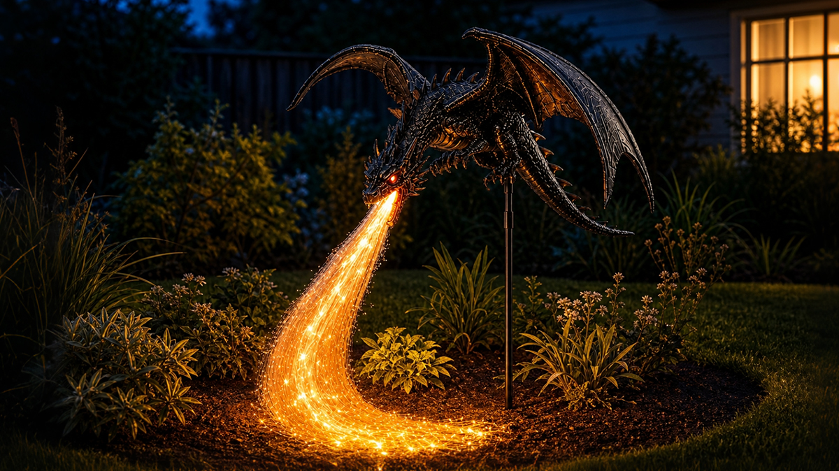DragonFlame in a garden setting